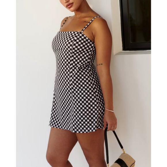 Abercrombie & Fitch Gingham Mini Skort Dress Black White 159D3127 Mens Size M - Picture 3 of 12